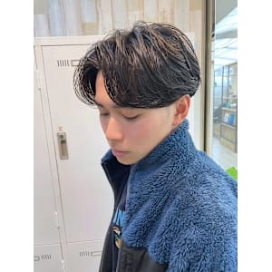 メンズカットアッシュブラックカルマパーマベリーショート渋谷