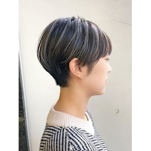 大人ハンサムショート/くびれヘア/前髪なし/30代/齋藤