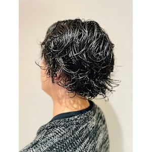 銀座八×ツーブロ×ミディアムパーマ