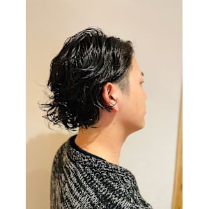 銀座八×ツーブロ×ミディアムパーマ