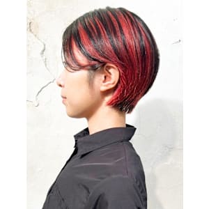 【Reir_吉祥寺】レッド×ブラックメッシュ＋大人ショート