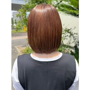 丸みボブ　キャラメルブラウン　艶髪ショートボブ