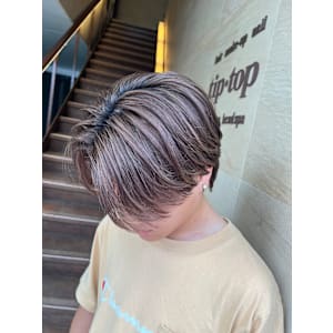 メンズセンターパート、ハイトーンカラー　tiptop目白