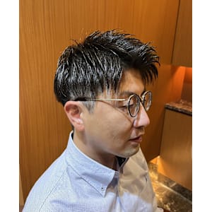 銀座　理容室　メンズカット　ツーブロック　アップバング