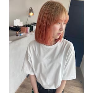 ブリーチダブルカラーバイカラーピンクベージュ