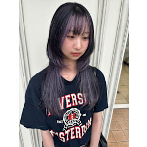 ロングウルフカットインナーラベンダー