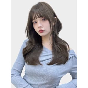 透明感ブリーチなしアッシュカラー韓国風艶感小顔カール