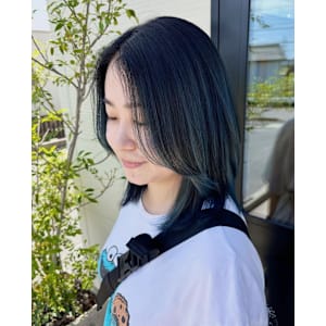 ブリーチデザインネイビーカラー髪質改善トリートメント