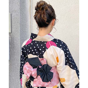 表参道ゆかた着付け　高めおだんごまとめ髪