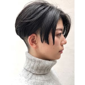 メンズライクショート刈り上げツーブロック 前下がりショート