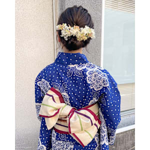 表参道浴衣着付け　大人な着物風帯結び