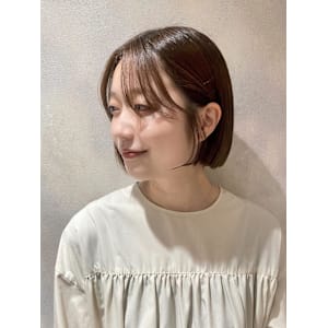 柔らかブラウン/韓国風ボブ/前髪なし/切りっぱなし/齋藤