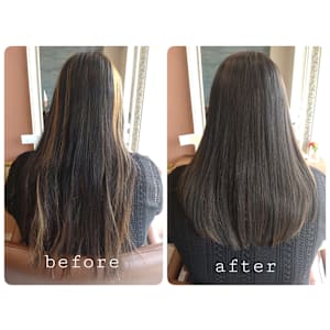 髪質改善ヘアエステストレート＋水素カラー