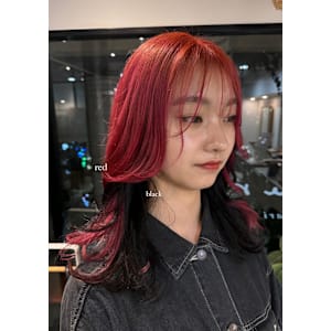 レッド/チェリーレッド/インナーカラー/10代20代/薬院
