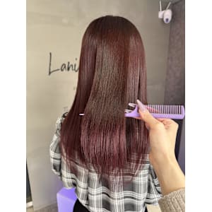 縮毛矯正でサラツヤヘア！レッドピンク！