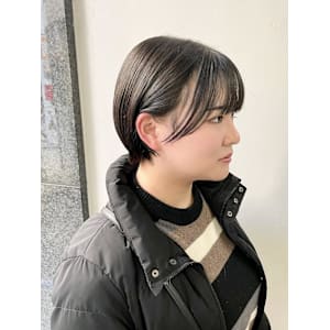 エモー丸みショート/小顔カット/前髪あり/30代20代/齋藤