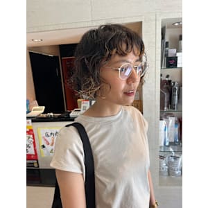 ボブ＋くるくるパーマ