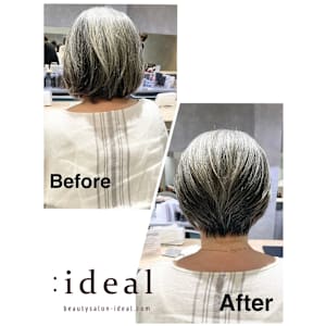 綺麗なグレイヘアーを活かして、艶あるショートヘアスタイルに♪ - :ideal心斎橋店 ～髪質改善・白髪染め・ヘッドスパ～【アイディール  シンサイバシテン】掲載中
