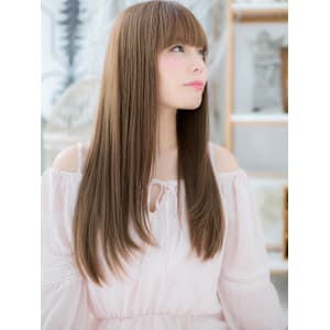 透け感☆大人かわいい小顔ミルキーベージュ　レイヤーロング