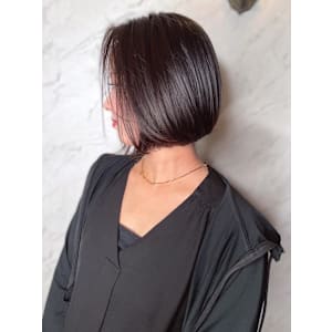 【MICHI 富田店　古作蓮】ミニボブ　丸みボブ　グレージュ