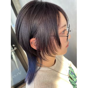 ショートウルフ/グレージュ/ネイビー/ブルー/ツートンカラー