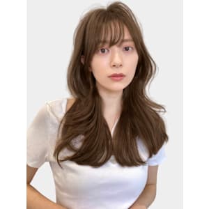 似合わせカットシースルーバングこなれミディダークアッシュ