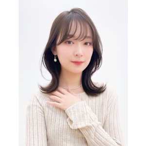 大人美人斜めバングくびれデジタルパーマ毛先丸みパーマ