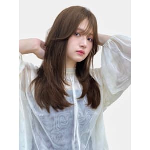 シースルーバング顔まわりレイヤー似合わせカット美髪カール