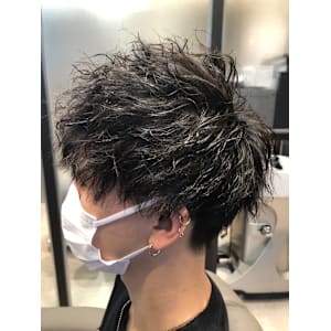 メンズヘアツイストスパイラルパーマ/ツーブロ似合わせカット