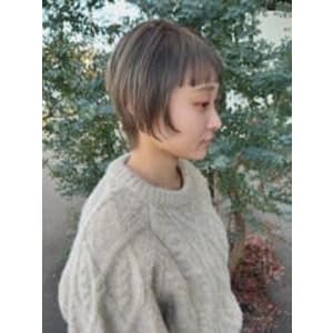似合わせショート小顔ボブウルフショートエモージュグレージュ