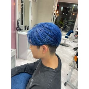 センターパート×ブルー