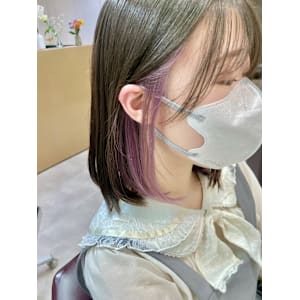 インナーカラー×イヤリングカラー×ボブ×10代20代