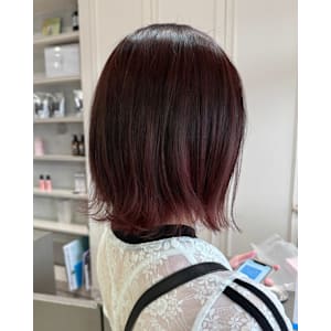 チェリーピンク　外はねボブ ショートボブ　髪質改善カラー 