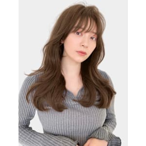 似合わせカットシースルーバングこなれミディダークアッシュ