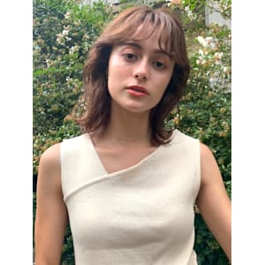 外ハネボブ　くびれヘア　愛されボブ　ブラウンカラー　透明感