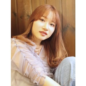 ベージュカラー 小顔バング シースルーバング イルミナカラー