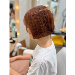 オレンジブラウン×ミニボブスタイル☆