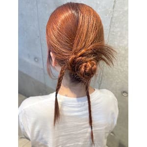 オレンジヘア タウンモリ 韓国風 カチモリ お団子