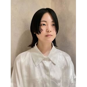 レイヤーカット×ボブヘア×ウルフカット×黒髪ヘア×20代