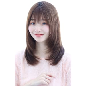 ミディアムレイヤーカット 20代30代40代　ベージュカラー