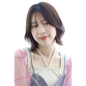 顔まわりレイヤーカット×切りっぱなしボブ20代30代40代