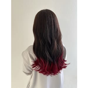 裾カラー/毛先カラー/グラデーションカ/エンドカラー/レッド