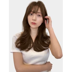 デジタルパーマミストバング艶感ミルクチョコレートうる艶髪