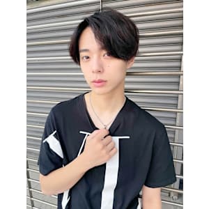 アッシュブラックマッシュ短髪オーガニックカラー_28898