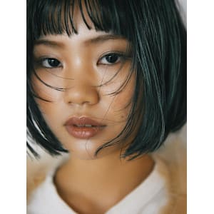 グリーン地毛ハイライト ラフボブ【FIRST】吉田京介