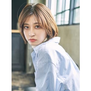 ボブ/ミルクティーベージュカラー/ブリーチ/ダブルカラー/