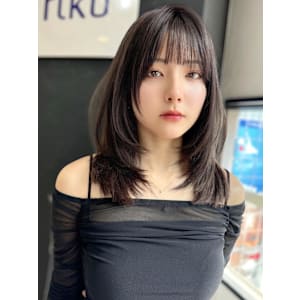 レイヤーカット/ウルフカット/韓国/地毛風グレージュ