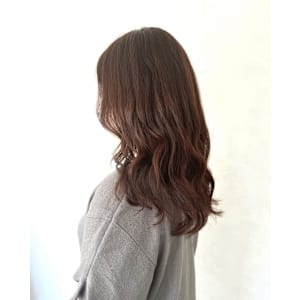白髪染めOK・ピンクベージュイノアカラー・ウェーブロング