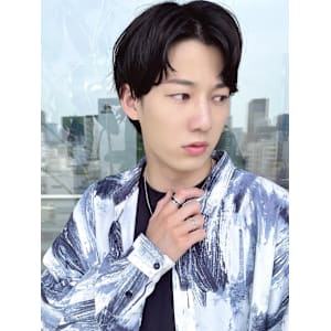 メンズセンターパート/コンマバング/ニュアンスパーマ