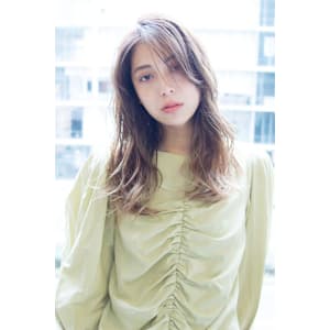 フェザーバング×かきあげロング×デジタルパーマ　前髪